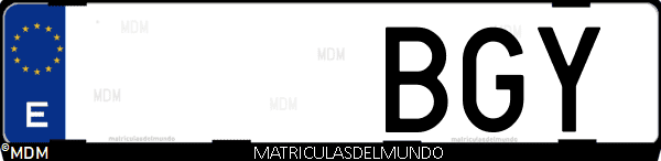 Imágen de matrícula de coche con letras BGY de España
