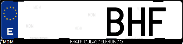Imágen de matrícula de coche con letras BHF de España