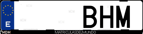 Imágen de matrícula de coche con letras BHM de España