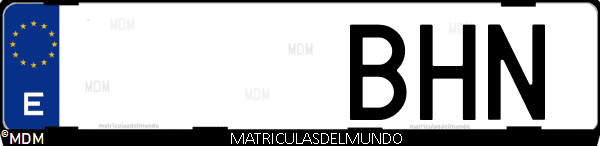 Imágen de matrícula de coche con letras BHN de España
