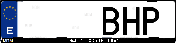 Imágen de matrícula de coche con letras BHP de España