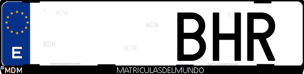 Imágen de matrícula de coche con letras BHR de España