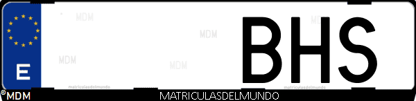 Imágen de matrícula de coche con letras BHS de España