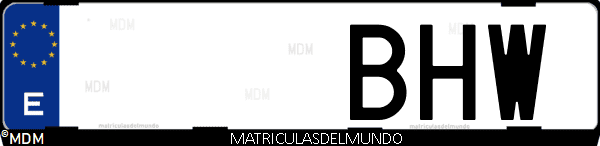 Imágen de matrícula de coche con letras BHW de España