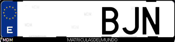 Imágen de matrícula de coche con letras BJN de España