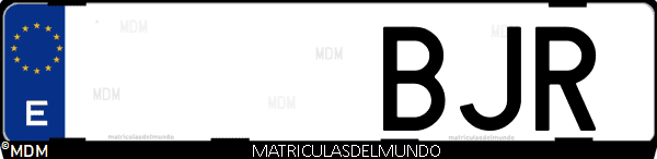 Imágen de matrícula de coche con letras BJR de España
