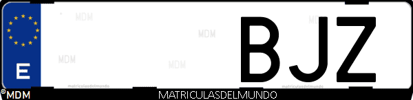 Imágen de matrícula de coche con letras BJZ de España