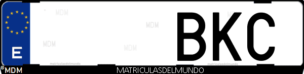Imágen de matrícula de coche con letras BKC de España