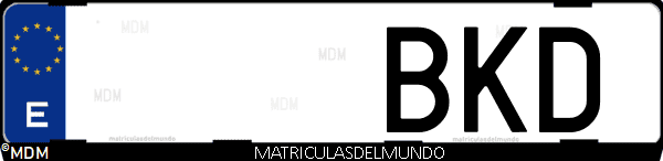 Imágen de matrícula de coche con letras BKD de España