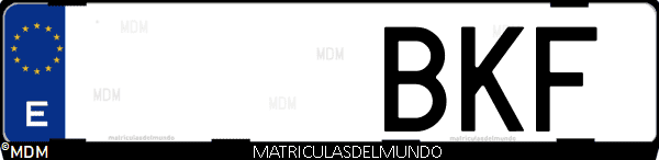 Imágen de matrícula de coche con letras BKF de España