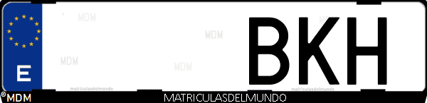 Imágen de matrícula de coche con letras BKH de España