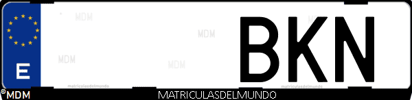 Imágen de matrícula de coche con letras BKN de España