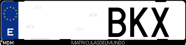 Imágen de matrícula de coche con letras BKX de España
