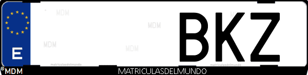 Imágen de matrícula de coche con letras BKZ de España