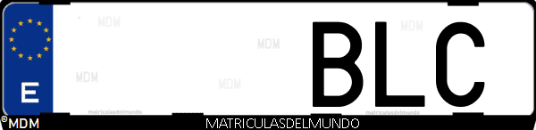 Imágen de matrícula de coche con letras BLC de España