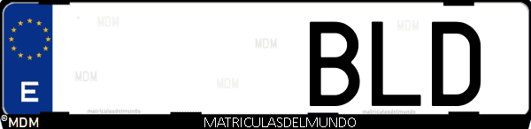 Imágen de matrícula de coche con letras BLD de España