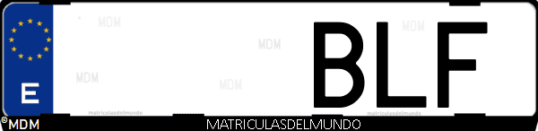 Imágen de matrícula de coche con letras BLF de España