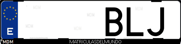 Imágen de matrícula de coche con letras BLJ de España