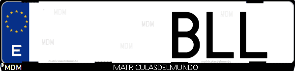 Imágen de matrícula de coche con letras BLL de España