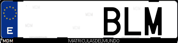 Imágen de matrícula de coche con letras BLM de España