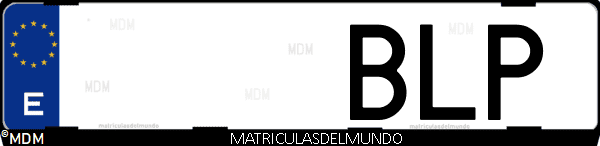 Imágen de matrícula de coche con letras BLP de España