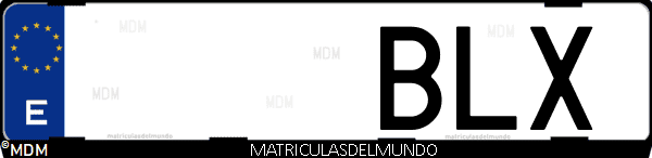 Imágen de matrícula de coche con letras BLX de España