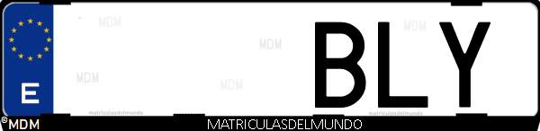 Imágen de matrícula de coche con letras BLY de España