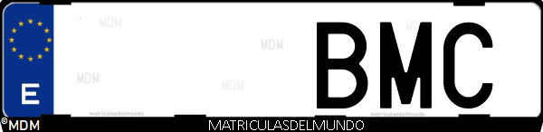 Imágen de matrícula de coche con letras BMC de España