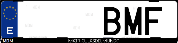 Imágen de matrícula de coche con letras BMF de España