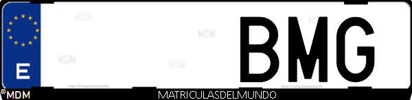 Imágen de matrícula de coche con letras BMG de España