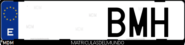 Imágen de matrícula de coche con letras BMH de España