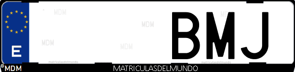 Imágen de matrícula de coche con letras BMJ de España