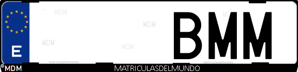 Imágen de matrícula de coche con letras BMM de España