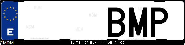 Imágen de matrícula de coche con letras BMP de España