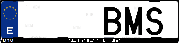 Imágen de matrícula de coche con letras BMS de España