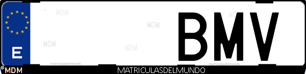 Imágen de matrícula de coche con letras BMV de España