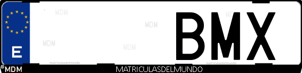 Imágen de matrícula de coche con letras BMX de España