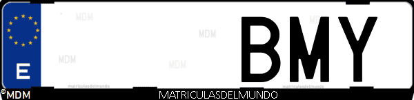 Imágen de matrícula de coche con letras BMY de España
