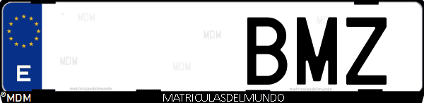 Imágen de matrícula de coche con letras BMZ de España
