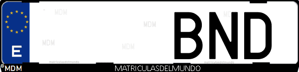 Imágen de matrícula de coche con letras BND de España