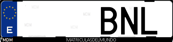 Imágen de matrícula de coche con letras BNL de España