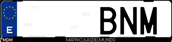 Imágen de matrícula de coche con letras BNM de España