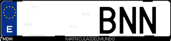 Imágen de matrícula de coche con letras BNN de España