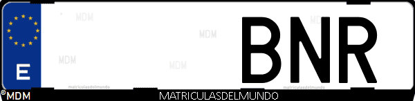 Imágen de matrícula de coche con letras BNR de España
