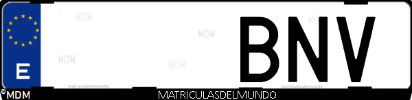 Imágen de matrícula de coche con letras BNV de España