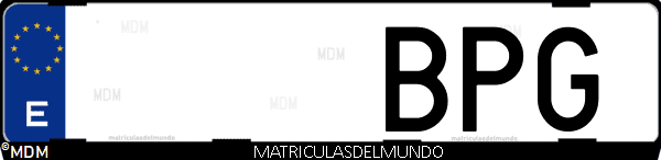 Imágen de matrícula de coche con letras BPG de España