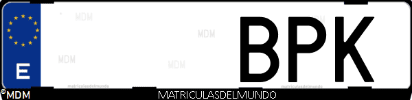 Imágen de matrícula de coche con letras BPK de España