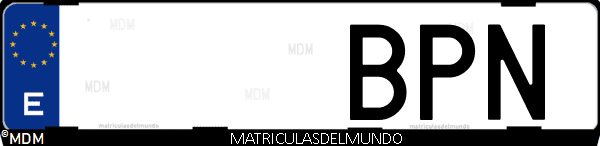 Imágen de matrícula de coche con letras BPN de España