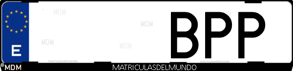 Imágen de matrícula de coche con letras BPP de España