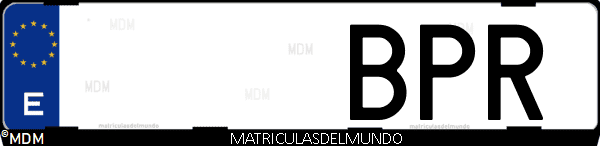 Imágen de matrícula de coche con letras BPR de España